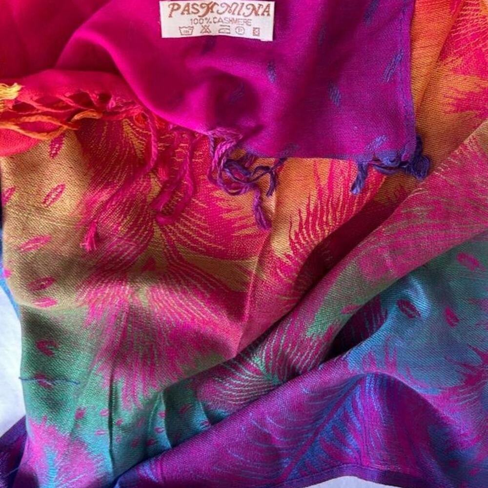 Authentic pashmina 100 cashmere rainbow